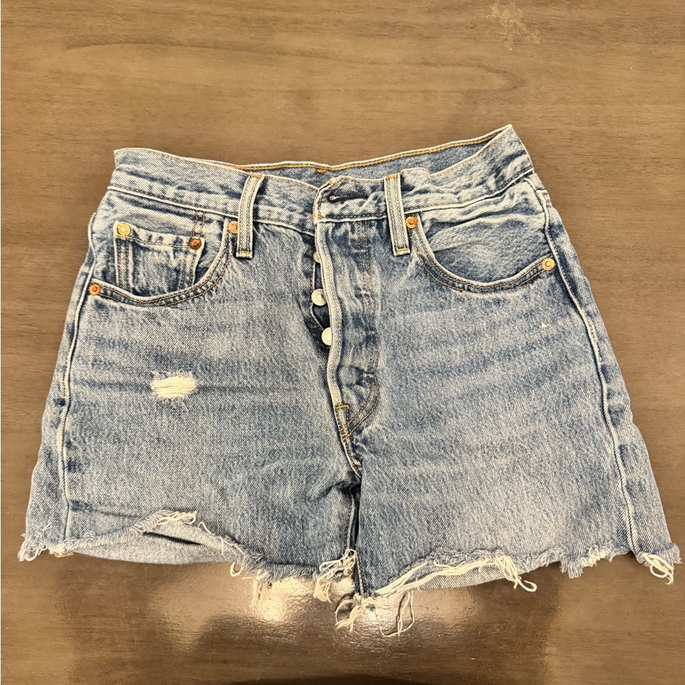 Levi's Light Blue Distressed Jean Shorts